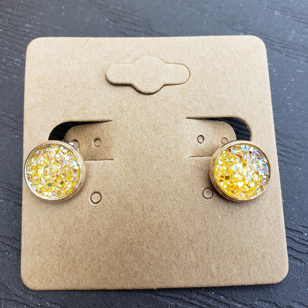 10mm Handcrafted Faux Druzy Clip-on Earrings
